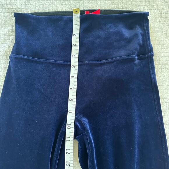 Spanx Womens Rich Navy Velvet Leggings Velour Holiday Party Stretch Size Medium - Picture 4 of 9